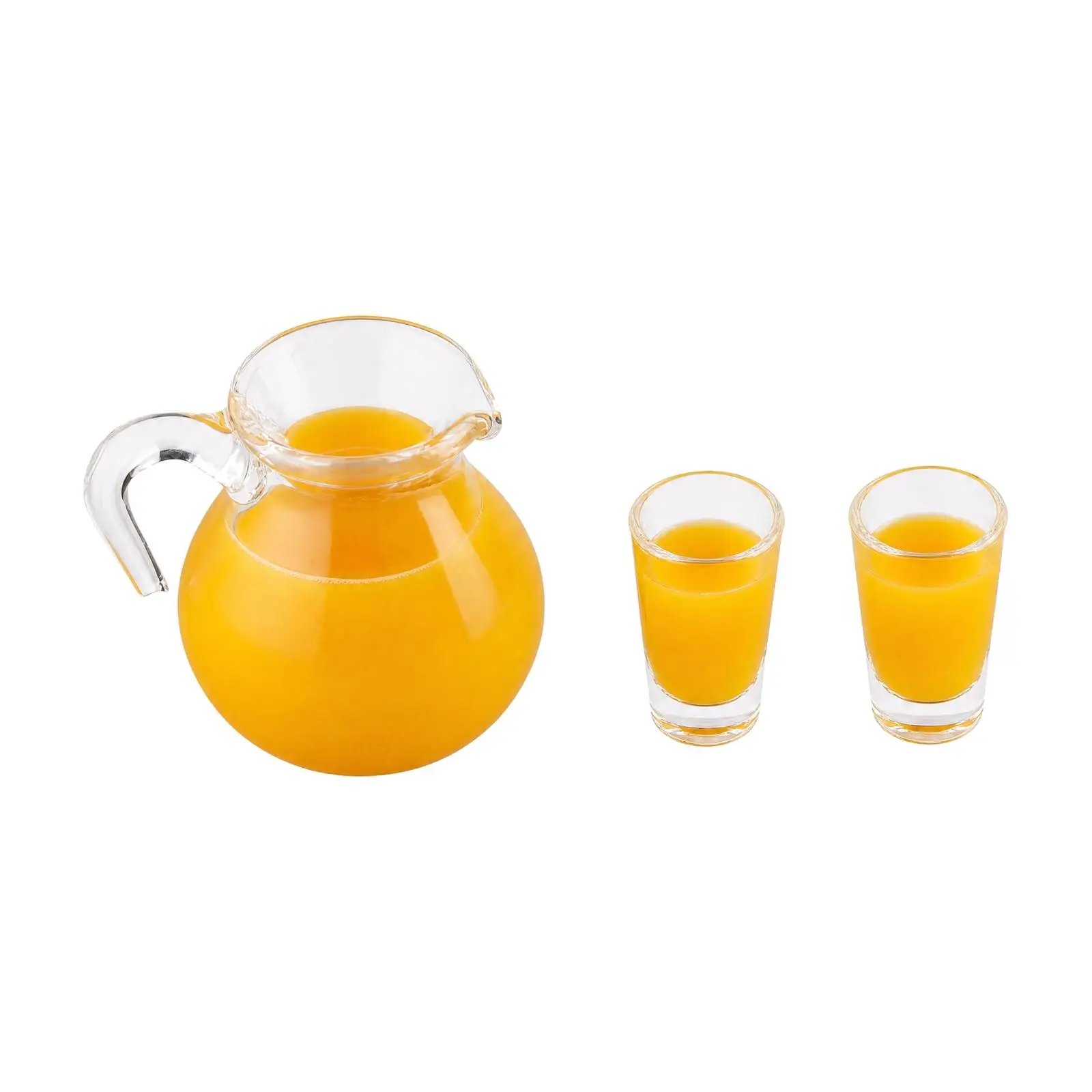 Simulated Fruit Juice Cups Transparent 1:12 Scale Orange Juice Serving Display for Diorama Hobbyists
