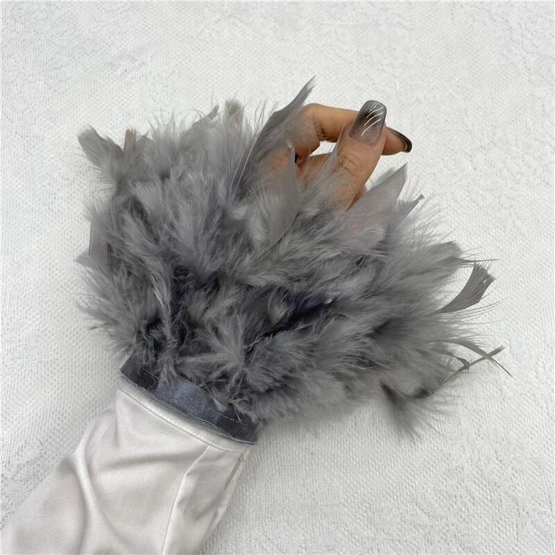 Colorful Feather Cuff Nail Ornament wristband for photo manicure feathers Sexy Handcuffs manicure accessories bracelet