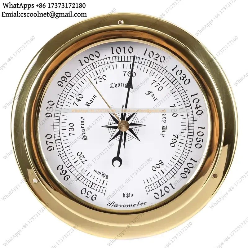 145mm Copper Marine Barometer Thermohygrometer Clock Weather Station 6-Piece Set Analog Nautical Instrument for Home Decor