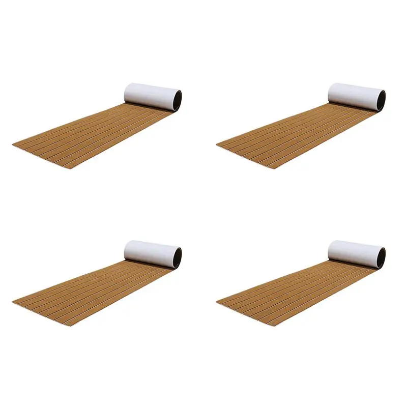 AU28-4 Pcs 6MM Self Adhesive EVA Foam Teak Sheet Marine Boat Yacht Synthetic Decking Foam Floor Mat Flooring Brown 240X45cm