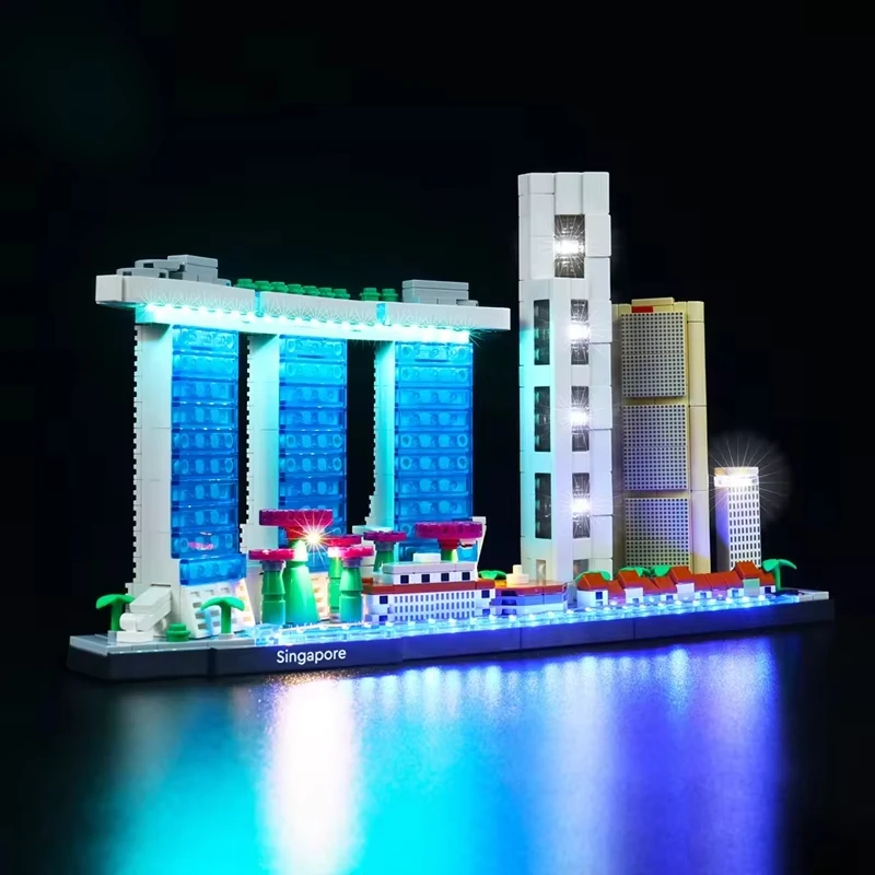 مجموعة إضاءة LED DIY لسيارة LEGO 21057 Architecture Singapore (إضاءة LED فقط، بدون نموذج كتل)