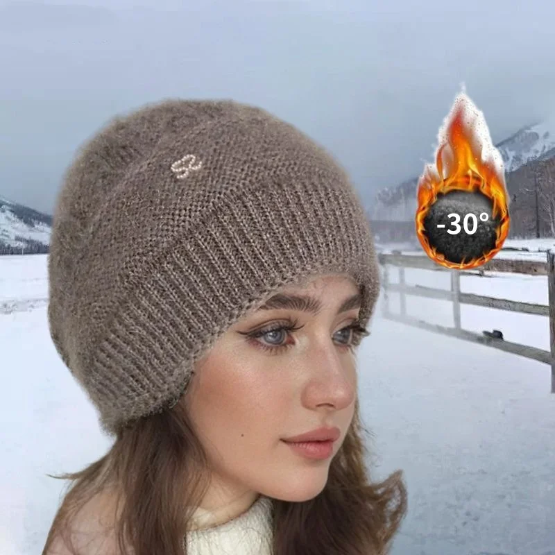 

New Women Winter Hat Warm Ear Protection Knit Hats Thicken Woolen Double Layer warm Caps Elderly All-Match Cold Windproof Hats