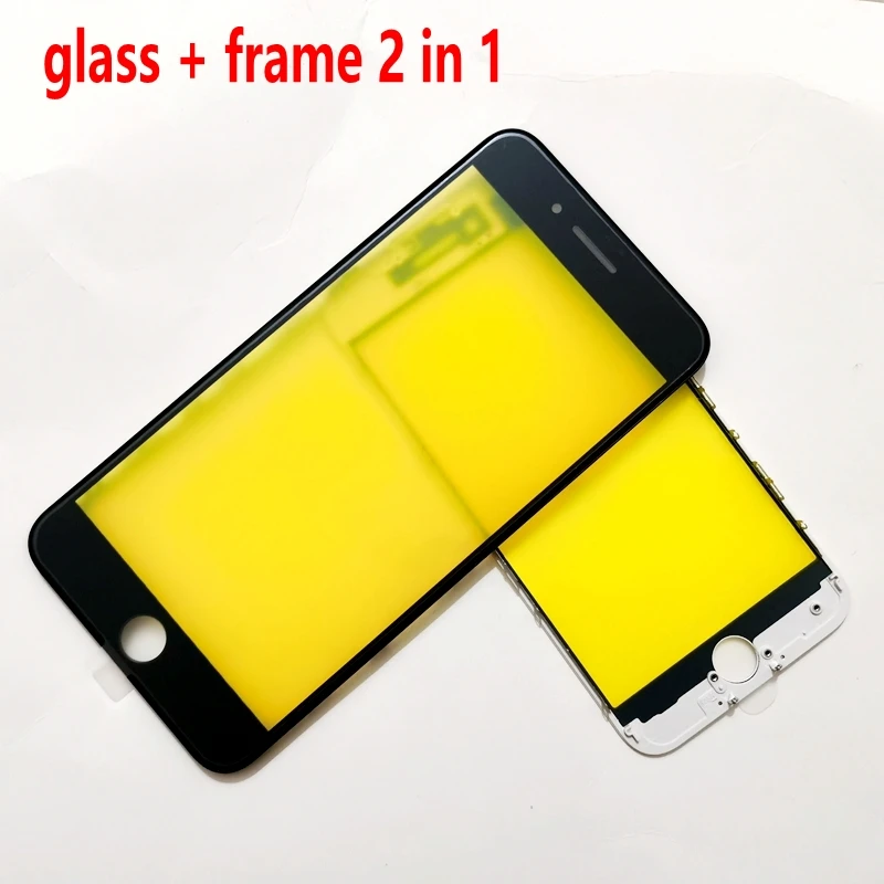 Cold Press 2 in 1 LCD Front Screen Glass With Frame  For Iphone 8 7 6 6s Plus 5s SE2020 Repair WINDOW Pre-installed Middle Frame