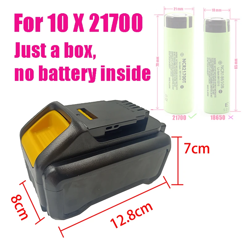 10*21700 DCB200 Li-ion Battery Plastic Case PCB Charging Protection Circuit Board Box Shell For Dewalt 18V 20V 8Ah Lithium Tool