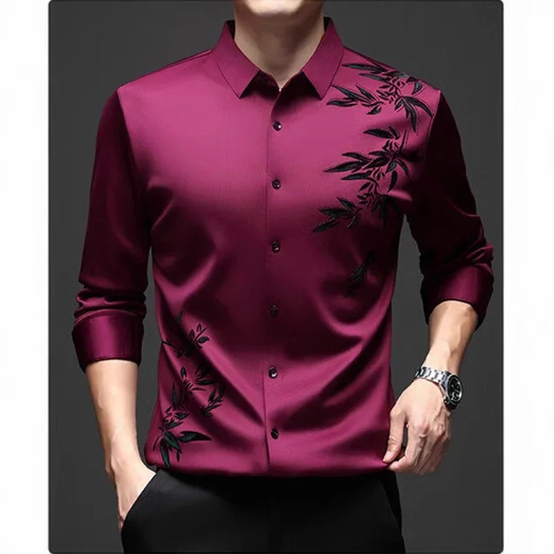 Men's long sleeved personalized shirt fashionable slim fit spring and autumn shirt 2024 new casual shirt