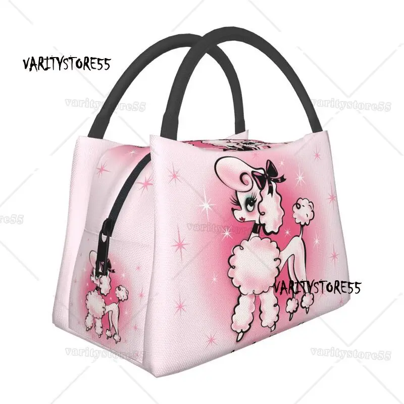 

Posh Poodle On Pink Insulated Lunch Bag for Camping Travel Cartoon Dog Resuable Thermal Cooler Lunch Box Women