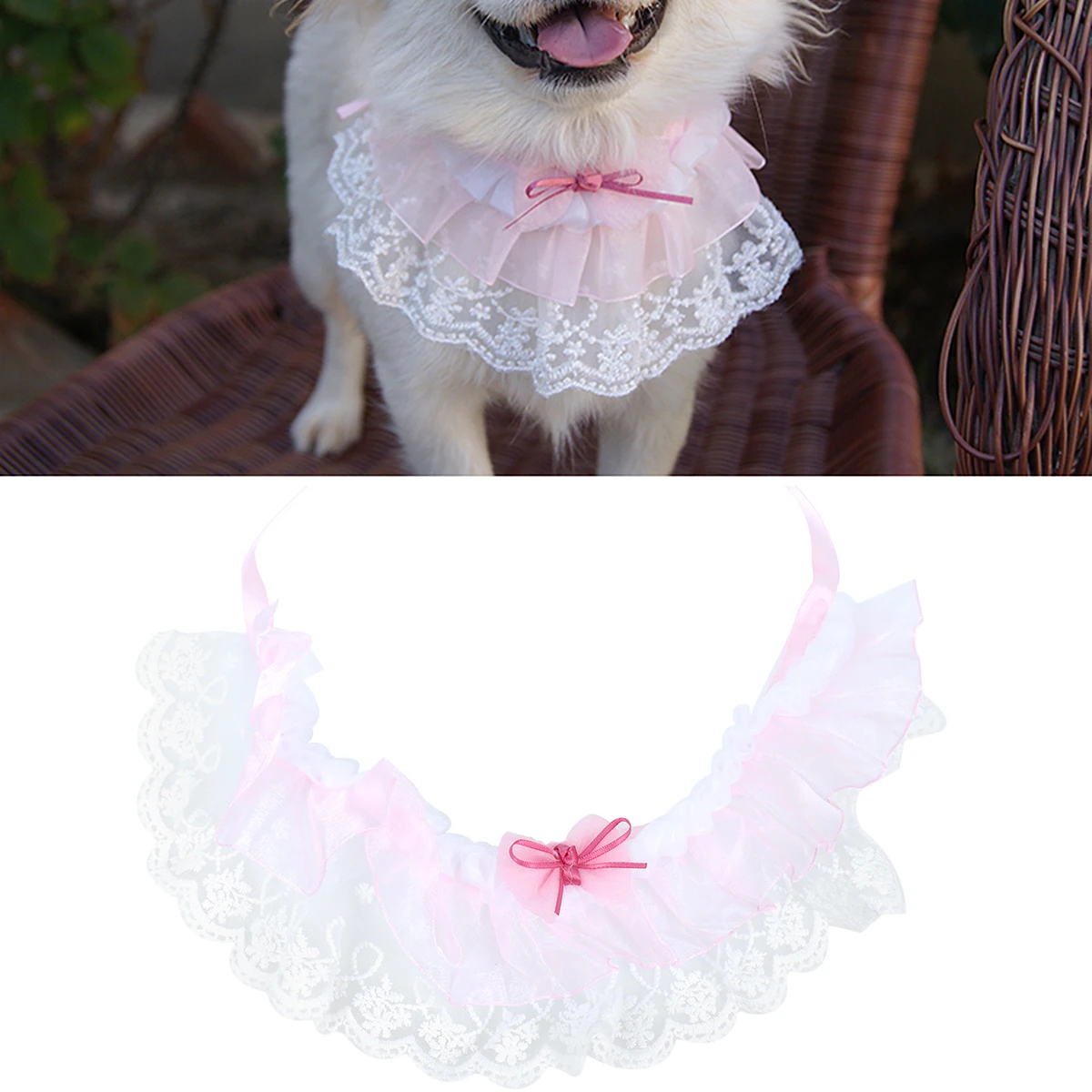 

Pet Wedding Lace Collar Adjustable Neck Size for Dogs Puppy Bib Breathable Puppy Lace Bib Soft Dog Accessories