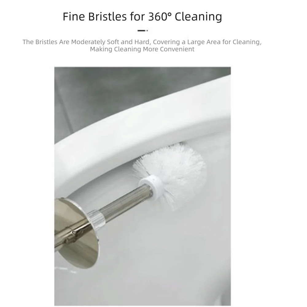 

Stainless Steel Toilet Bowl Brush and Holder Deep Cleaning Splash Protection Toilet Brush Set Long Handle Removable