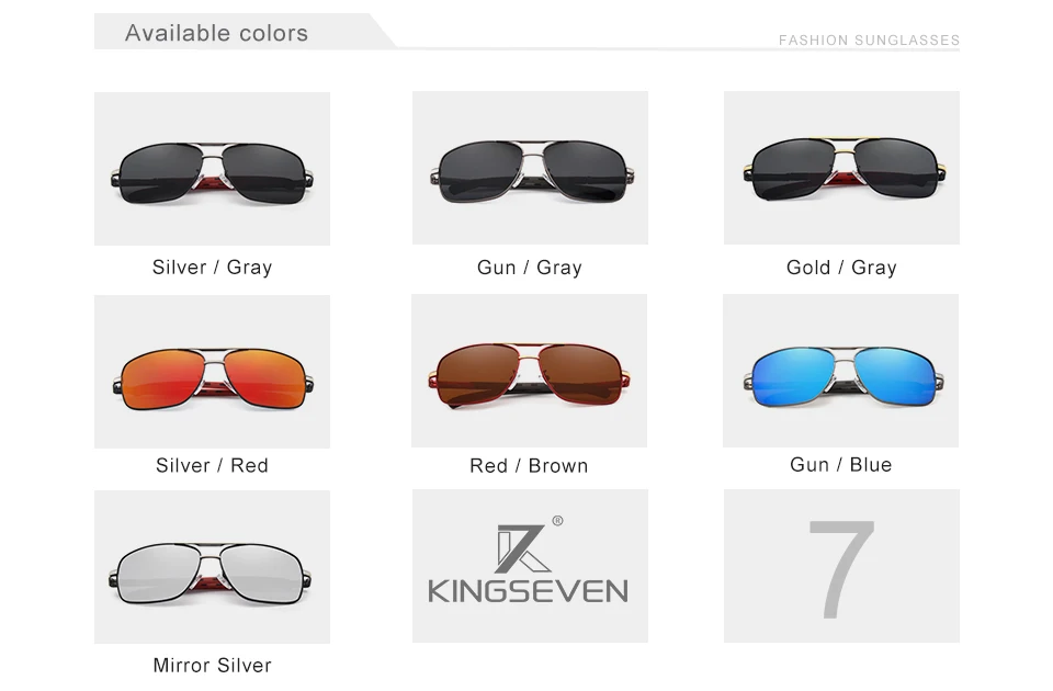 KINGSEVEN Aluminium Marke Polarisierte Sonnenbrille Männer Frauen Mode Rahmen Männlichen Spiegel Sonnenbrille Für Fahren Rot Design Tempel – Detail 3