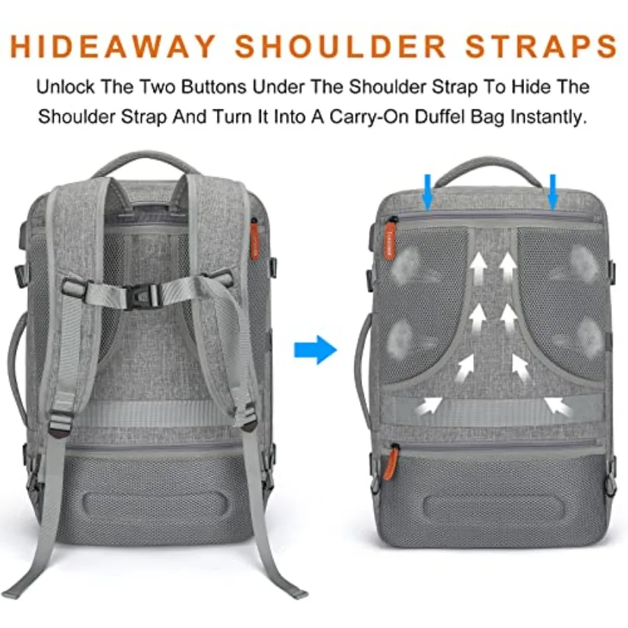 40L Expandable Carry On Travel Backpack with 4 Packing Cubes Flight Approved, Fits 17 inch Laptop, Water-resistant, Suitcase Ba view 3