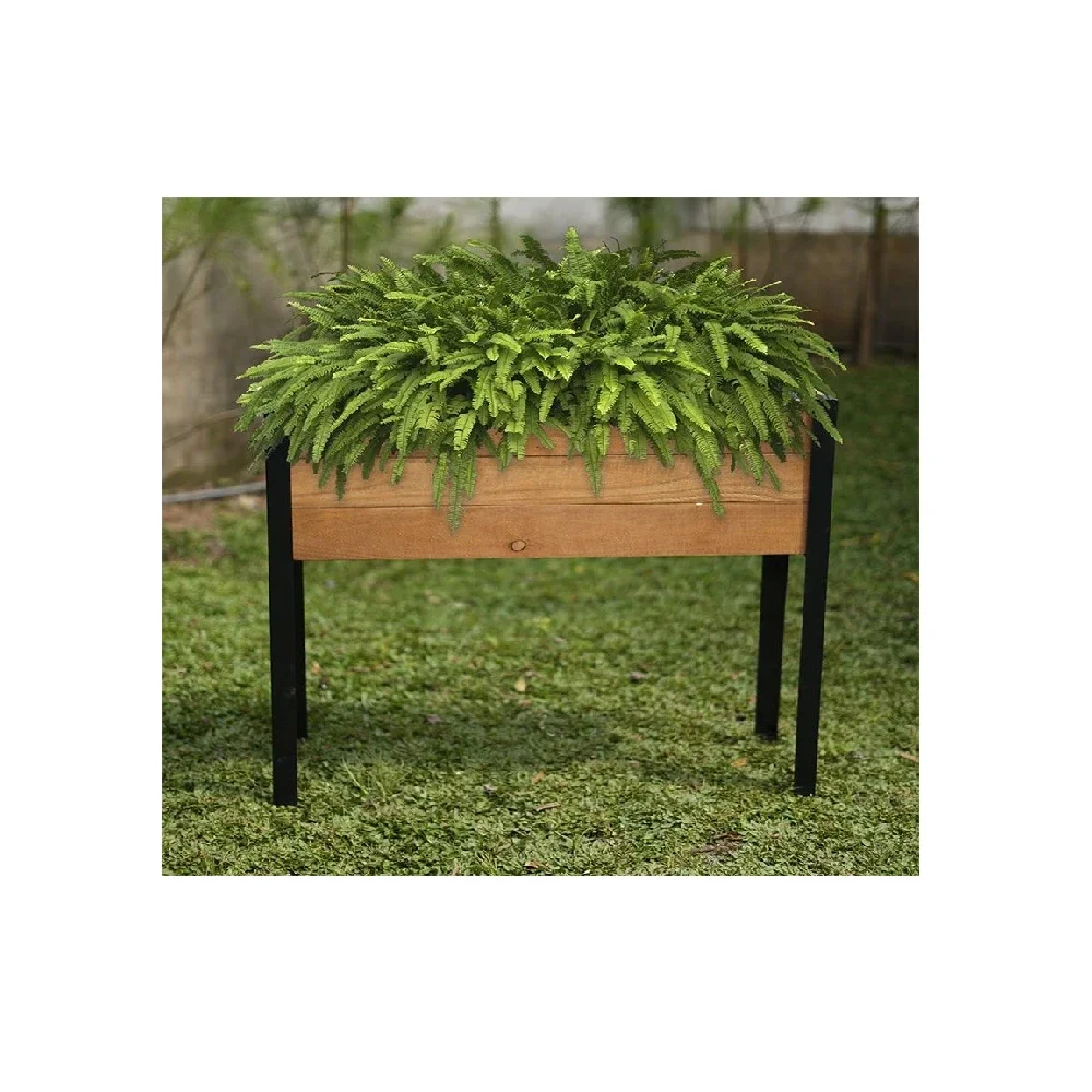 

Rectangle Wood Planter Box, Raised Garden Bed With Legs (Rectangular /Grey/ 37.0x12.6x31.5in)