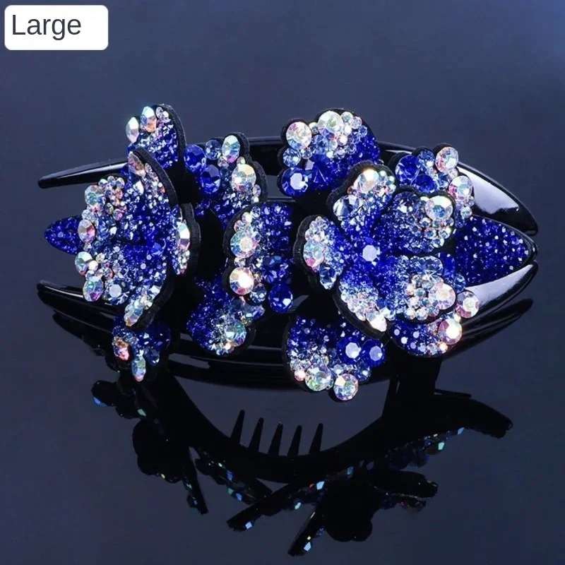 Fashion Acrylic Zircon Flower Hairpin Hair Accessories For Women Retro Elegant Duck Mouth Clip Headwear Ethnic Girl Jewelry Gift