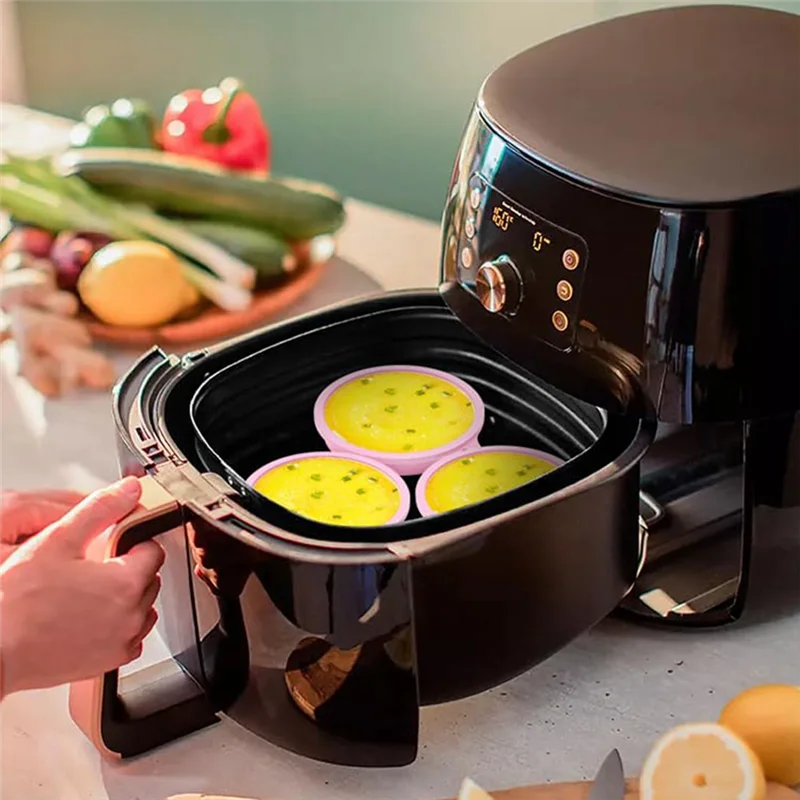 실리콘 계란 보일러 몰드 컵 온도 방지 계란 밀렵 컵 시안 & 핑크 1 세트