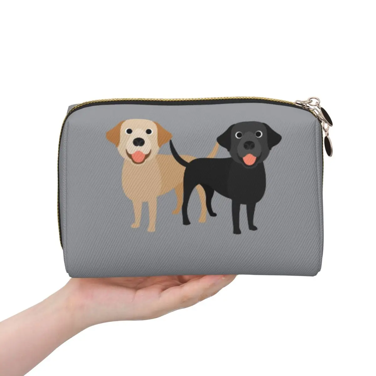 

Yellow And Black Labrador Retriever Lab Dog Women Cosmetic Bags Travel Makeup Organizer Pouch Toiletry Storage Dopp Kit Box