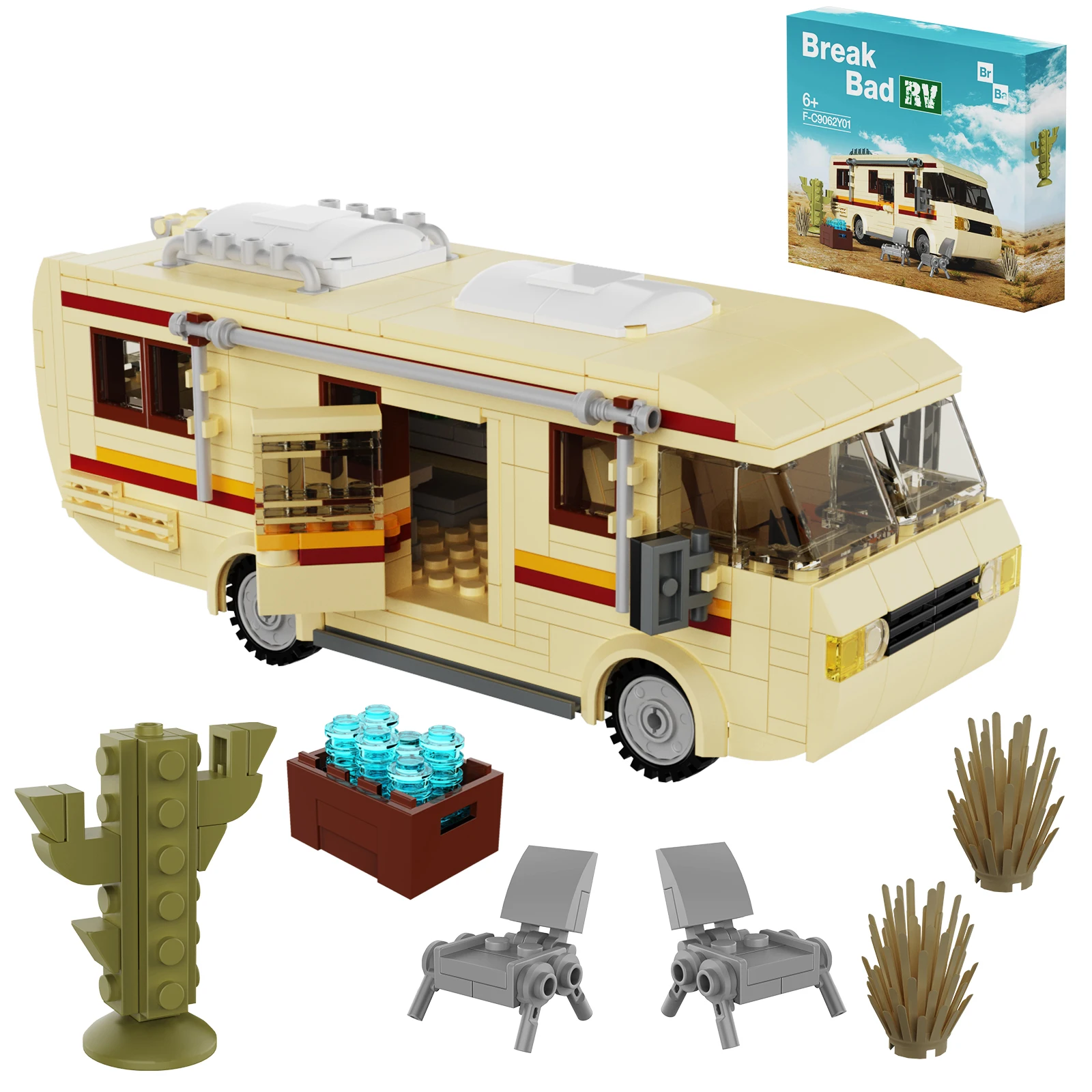 Breakinged Bads Car Building Blocks Sets, Walter White Pinkman Cooking Lab RV Vehicle Bricks Kits, Model Toy para niños, regalos