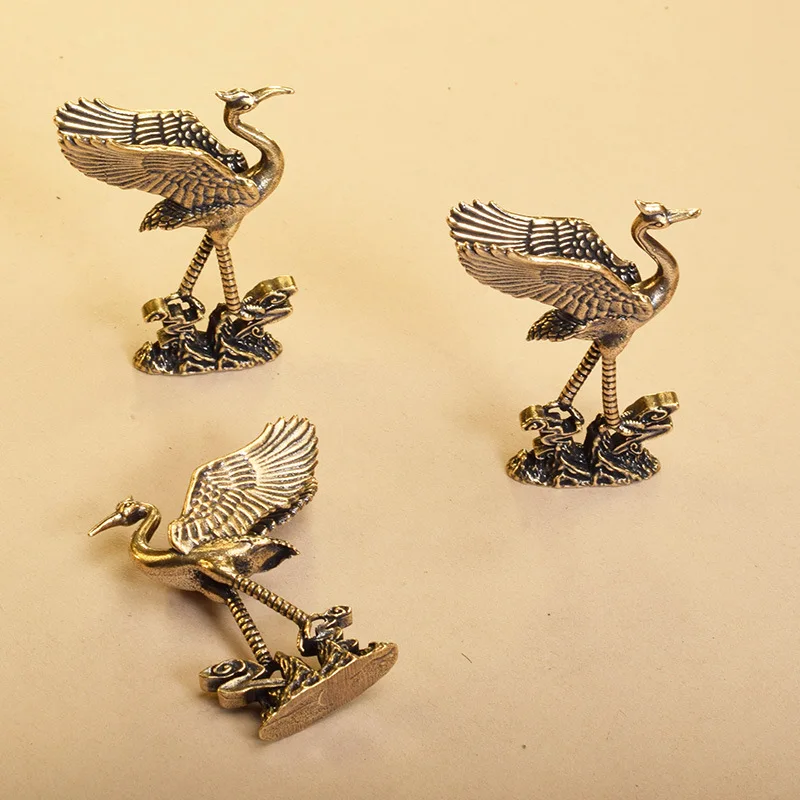 Vintage Copper Crane Ornamento, Estatueta Animais, Coleções Artwork, Estátua para Mesa, Sala de Jantar, Lareira, Home Decorações
