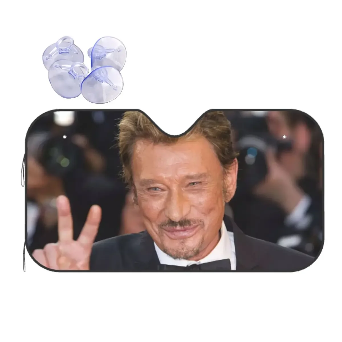 Singer Star Johnny Hallyday Retractable Sunshade Windscreen 70x130cm Foils Car Sunshade Sunscreen Curtain