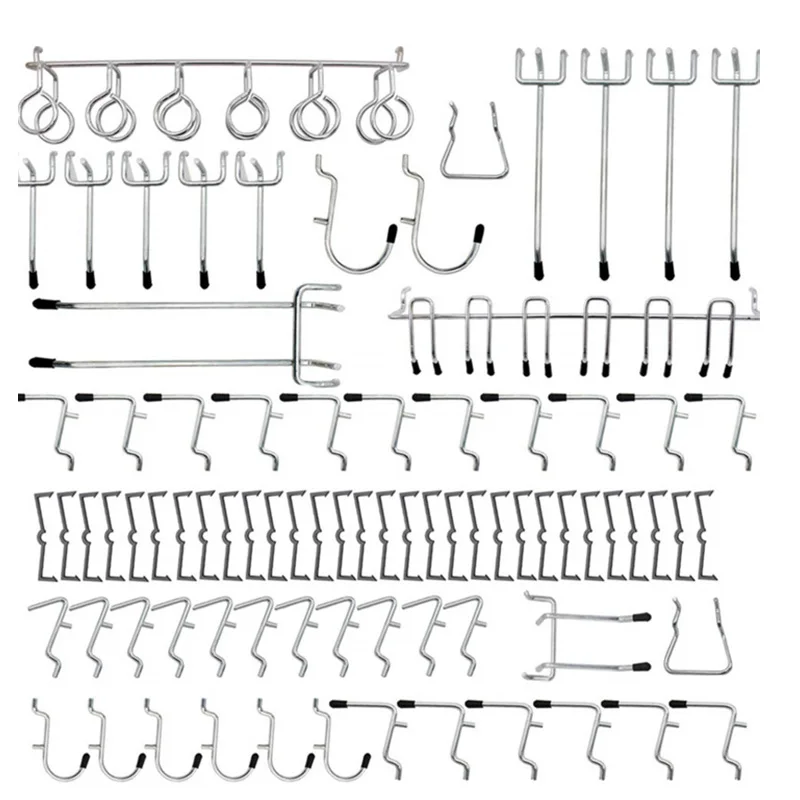 Boutiques Pegboard Hooks Stainless Steel Storage Tool Wall 81pcs Assortment Equipment Organizer Peg Silver New