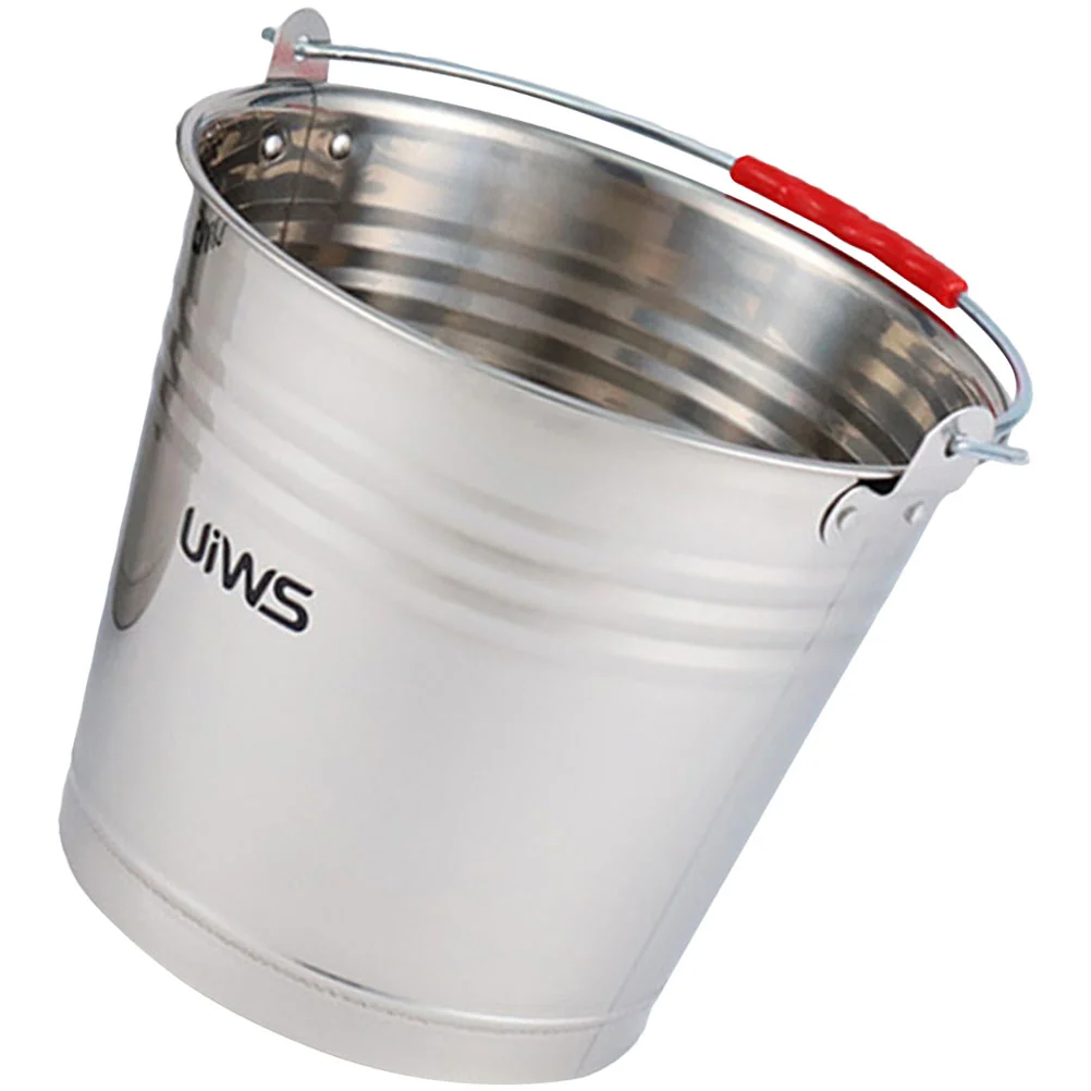 

Stainless Steel Bucket with Handle Kettle Vases Water Holder Multipurpose for Home Portable Metal Thick Container