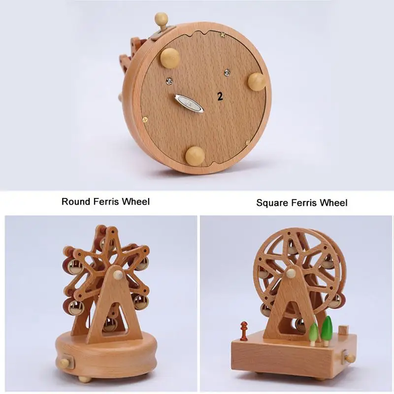 Innovative Ferris Wheel  Birthday Cake Shaped Wooden Music Box Toy Decoration Cute Birthday Present Christmas Gift For Kids