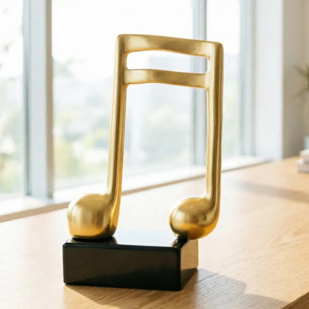 2026 Music Lover Gift Music Note Sculpture Gold Resin Musical Symbol Figurine Modern Tabletop Decoration for Piano Room Home Off
