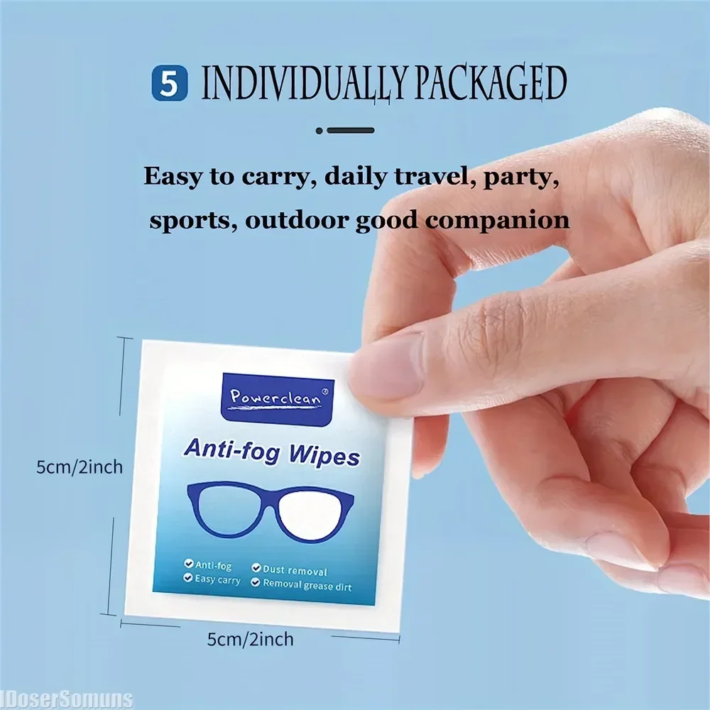 100Pcs/Box Glasses Cleaner Wet Wipe Disposable Anti Fog Misting Dust Remover Cleaning Lens Wipes Sunglasses Phone Screen