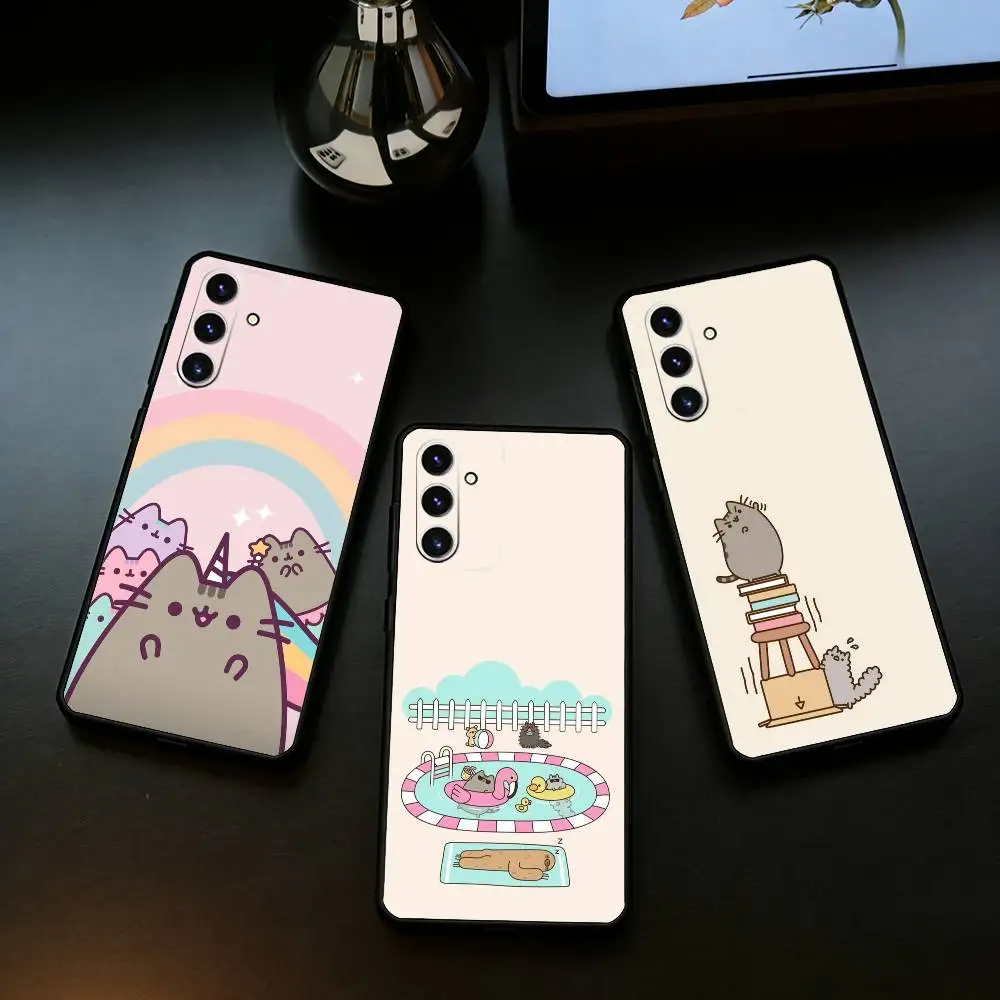 

Cute cat O-Pusheenes-es Phone Case For Samsung Galaxy A73,A21s,A22,A31,A52,A53,A71,A41Soft Black Shell