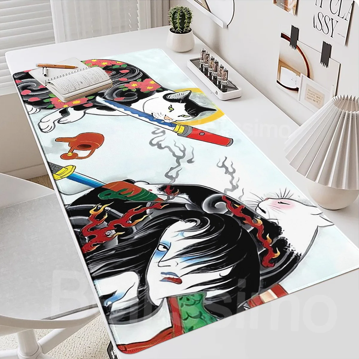 

Hot Sale Japanese Devil Mask Mouse Pad Cool Animal Dragon Tiger Cat Mousepad Anime Laptop Gaming PC Keyboard Large Size Desk Mat