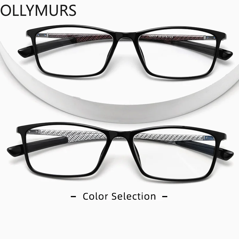 

OLLYMURS Comfort Rectangular Blue Light hotochromic Reading Glasses Men Custom Prescription Lenses H0017Carbon Fiber Unisex Anti
