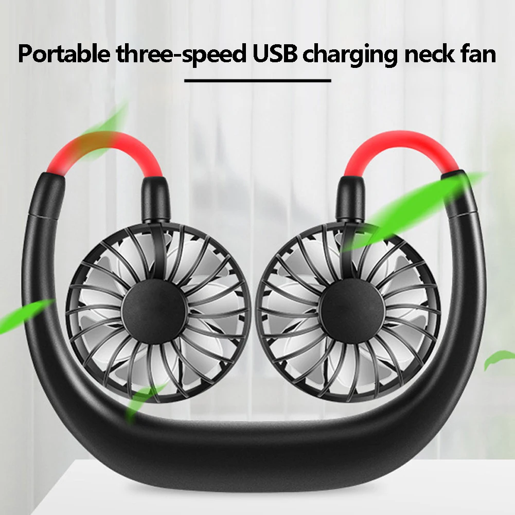 Rechargeable Neck Cooling Fan 1200mAh USB Portable Small Cooling Fan Low Noise Comfortable To Wear Hands-free Cooler