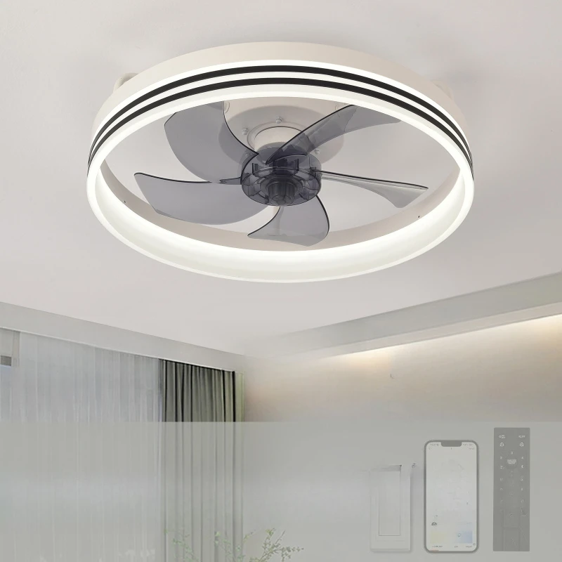 

Living room dining room bedroom fan light, silent ceiling fan integrated led intelligent frequency conversion