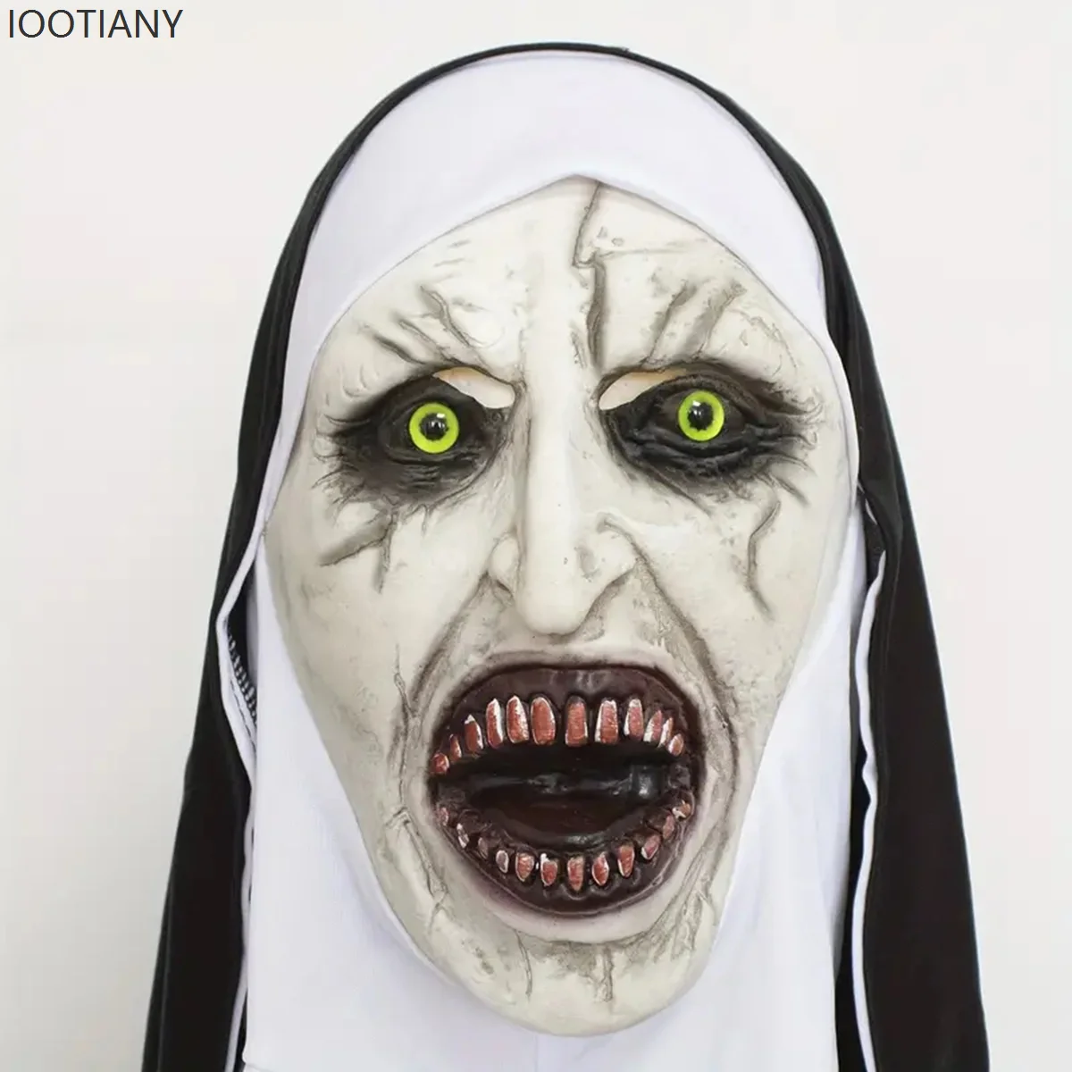 IOOTIANY هالوين الرعب نون قناع اللاتكس تأثيري عقال فاخر الكبار النساء الرعب حفلة شبح الوجه الدعائم زي الملحقات