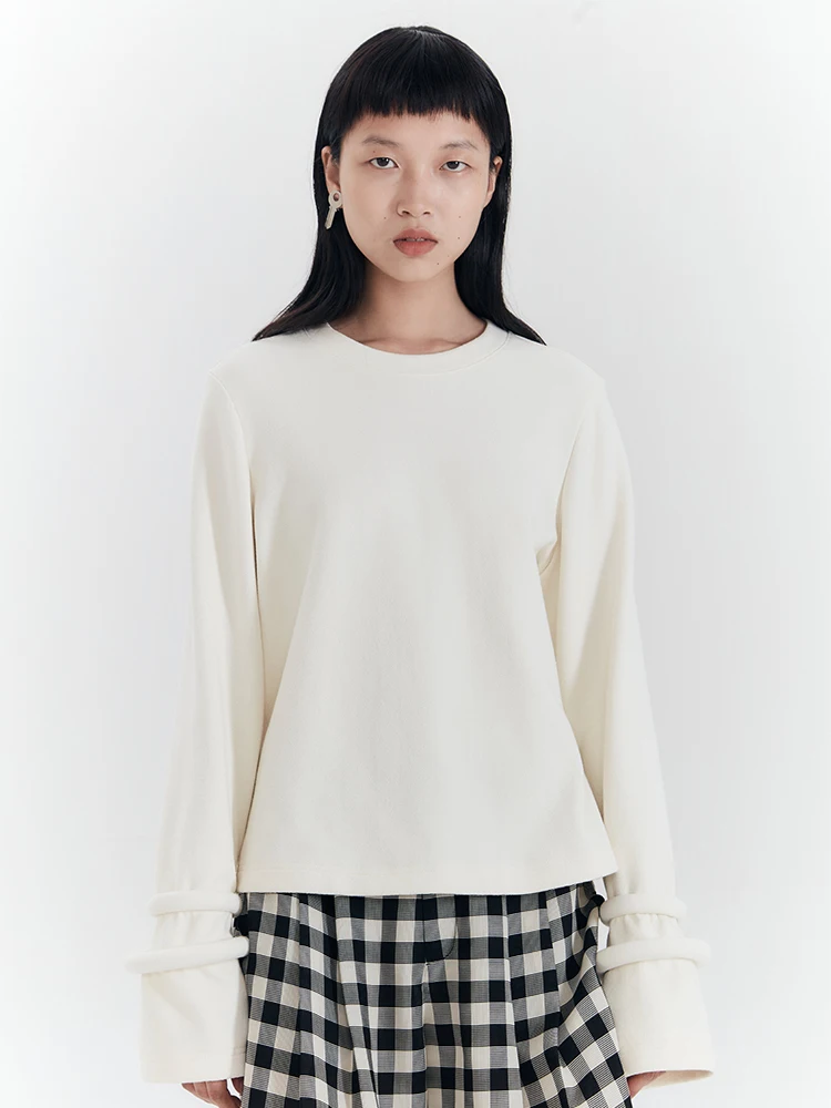 

Свитер-худи с оригинальным дизайном, вязаный, цвета запеченного молока, удлиненный, свободного кроя, для женщин, весна...