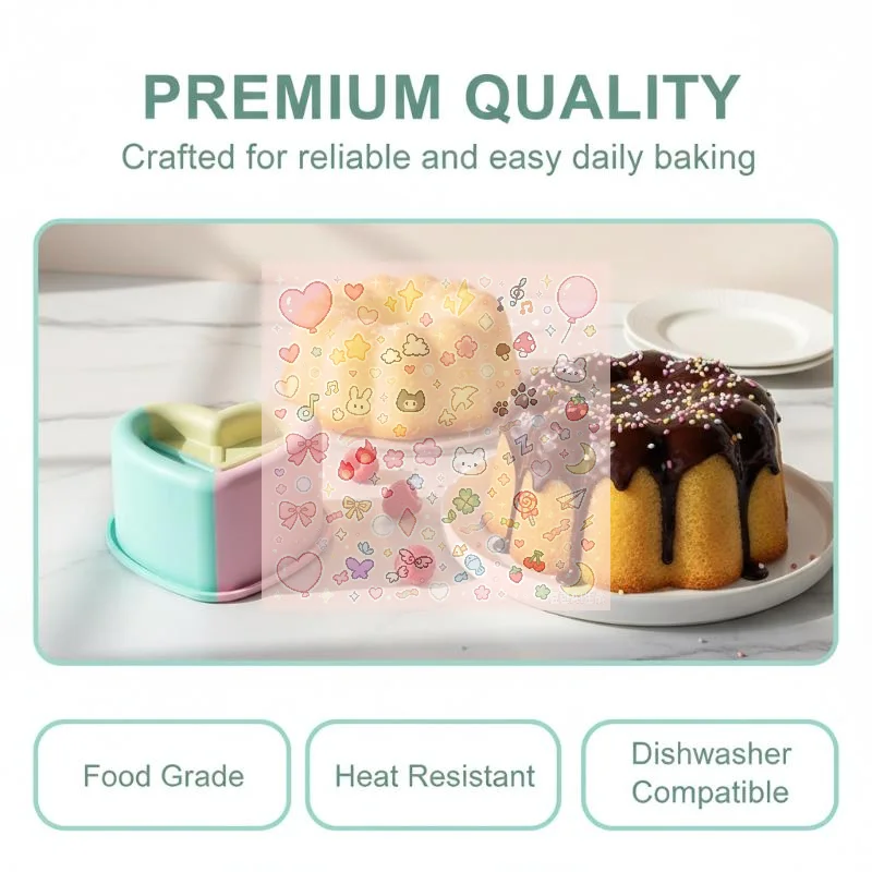 Reusable Food Grade Silicone Cake Mold Heart Star Round Square Baking Tray For Chocolate Jelly Soap Muffin
