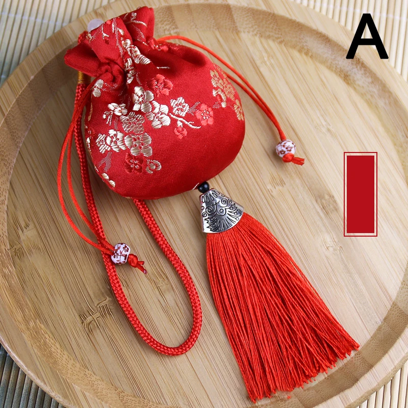 Chinese Style Brocade Embroidered Bag Embroidery Sachet Cloth Pouches Tassel Pendant Drawstring Lucky Bag Wedding Favors Gift