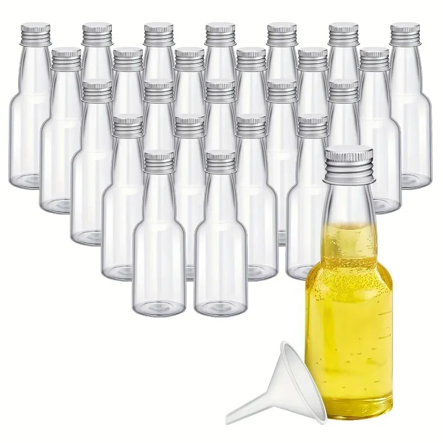 25pcs Mini Liquor Bottles,Plastic Alcohol Bottles Shot Bottles 0.85/1.7/3.3/5oz Hot Sauce Bottles for Party Favors, Weddings