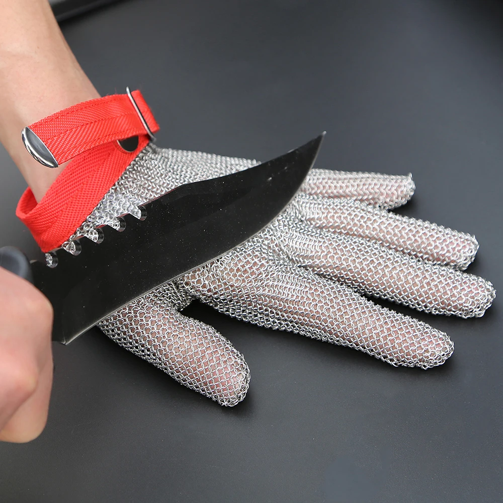 HANDSAVE 304L Stainless Steel Mesh Gloves Knife Cut Resistant Chain Mail Protective Kitchen Butcher Metal Mesh Working Glove