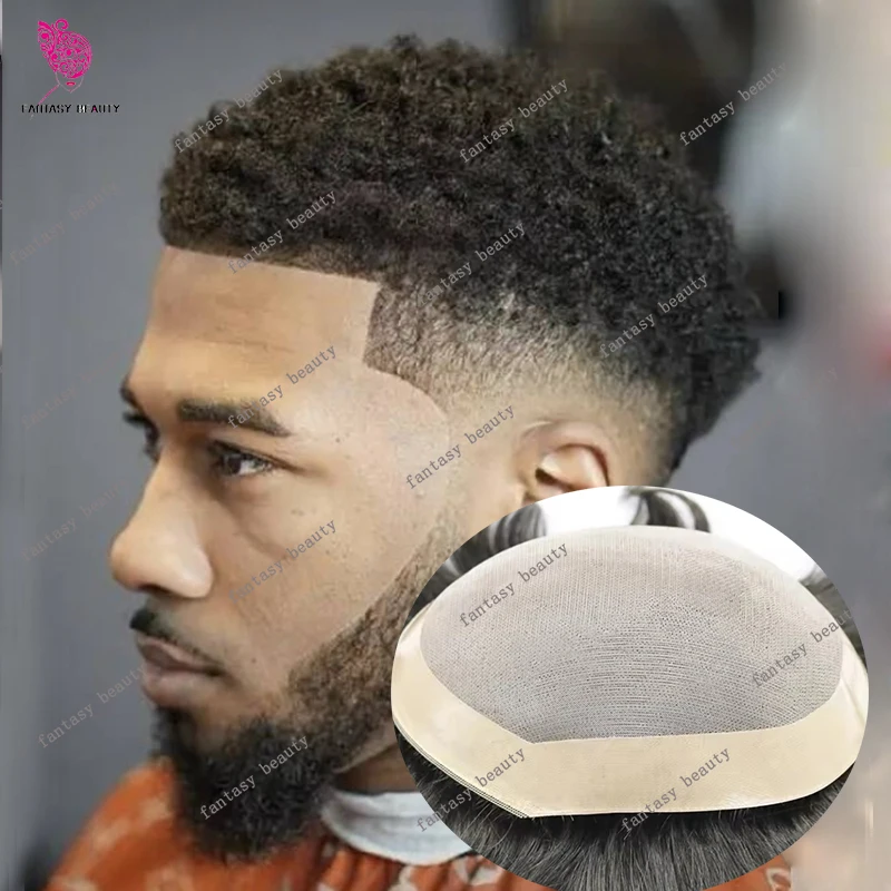 

Дышащий парик-накладка для мужчин с натуральными кудрями, 4 мм/6 мм, плотные вьющиеся волосы, прочный моно-сетчатый топик для мужчин с облысением, система из натуральных человеческих волос