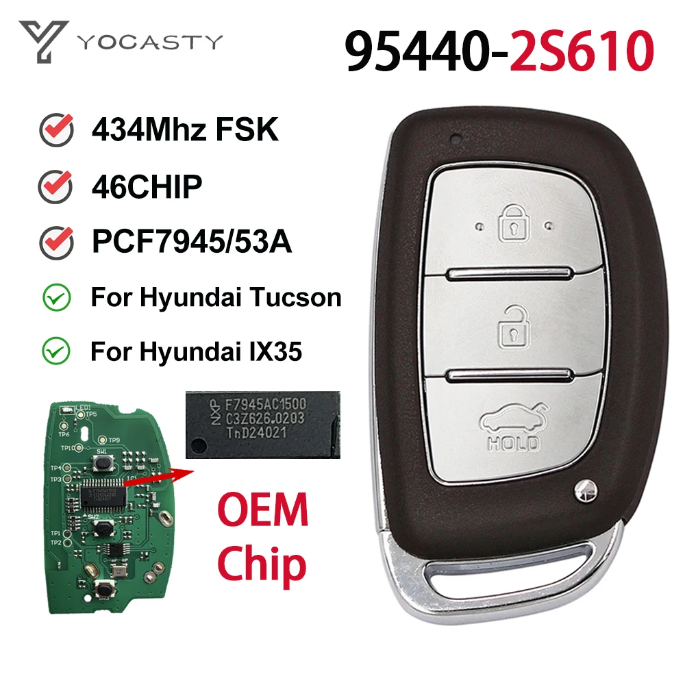 YOCASTY muslimfor 2013 2014 2015 2016 HYUNDAI IX35 Tucson 433MHz 46 CHIP Smart Remote Car Key 3 Btns muslimb