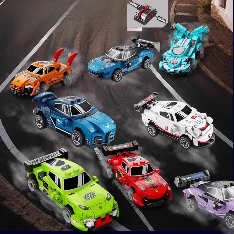 

SEMBO Cartoon Sports Car Building Blocks Off-Road Assembled Educational Toy Pull Back Racing Mini Porsche Model Birthday Gift