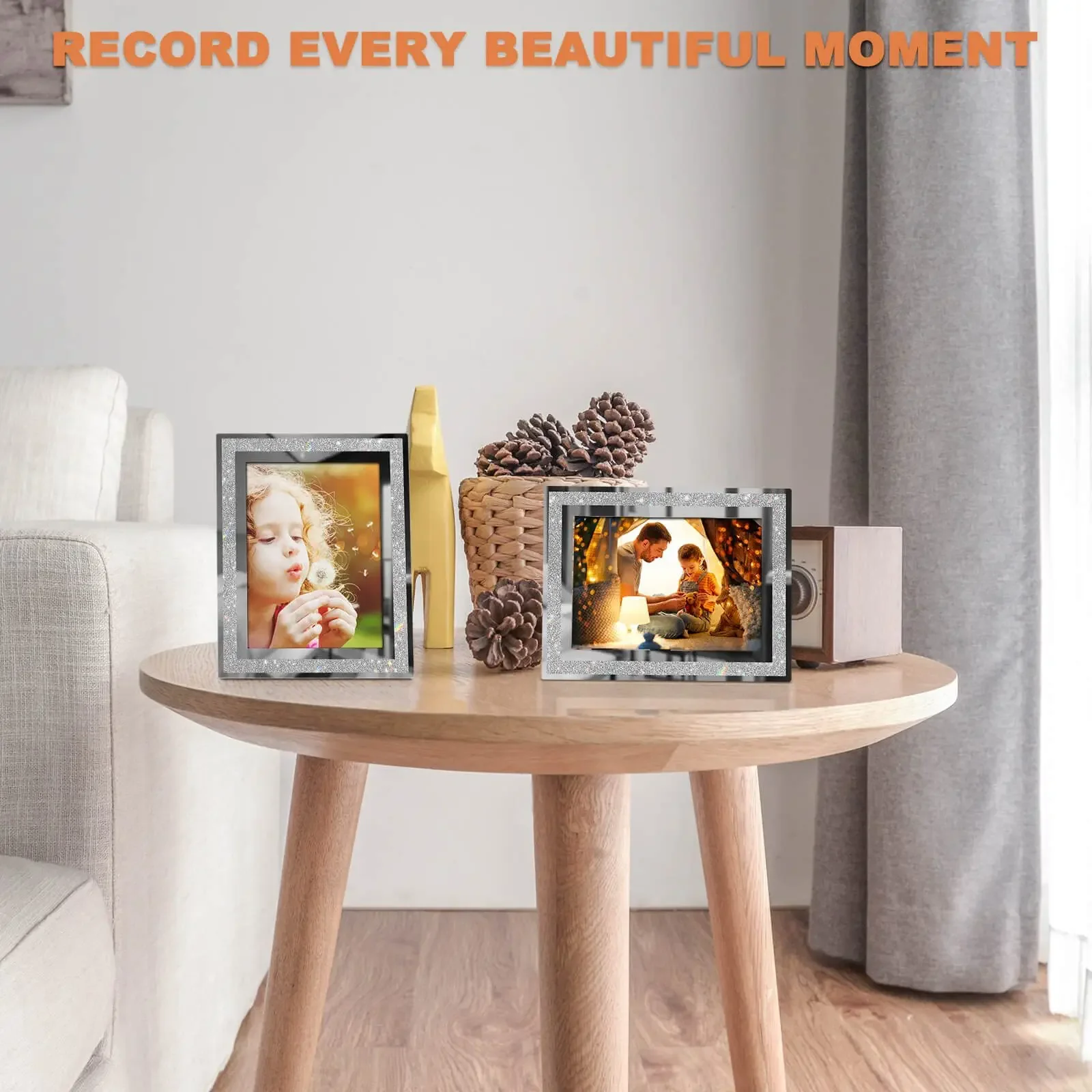 Elegant Crystal Glass Rectangular Photo Frame with Silver Edge Perfect for Couples Ideal Keepsake Picture Frame