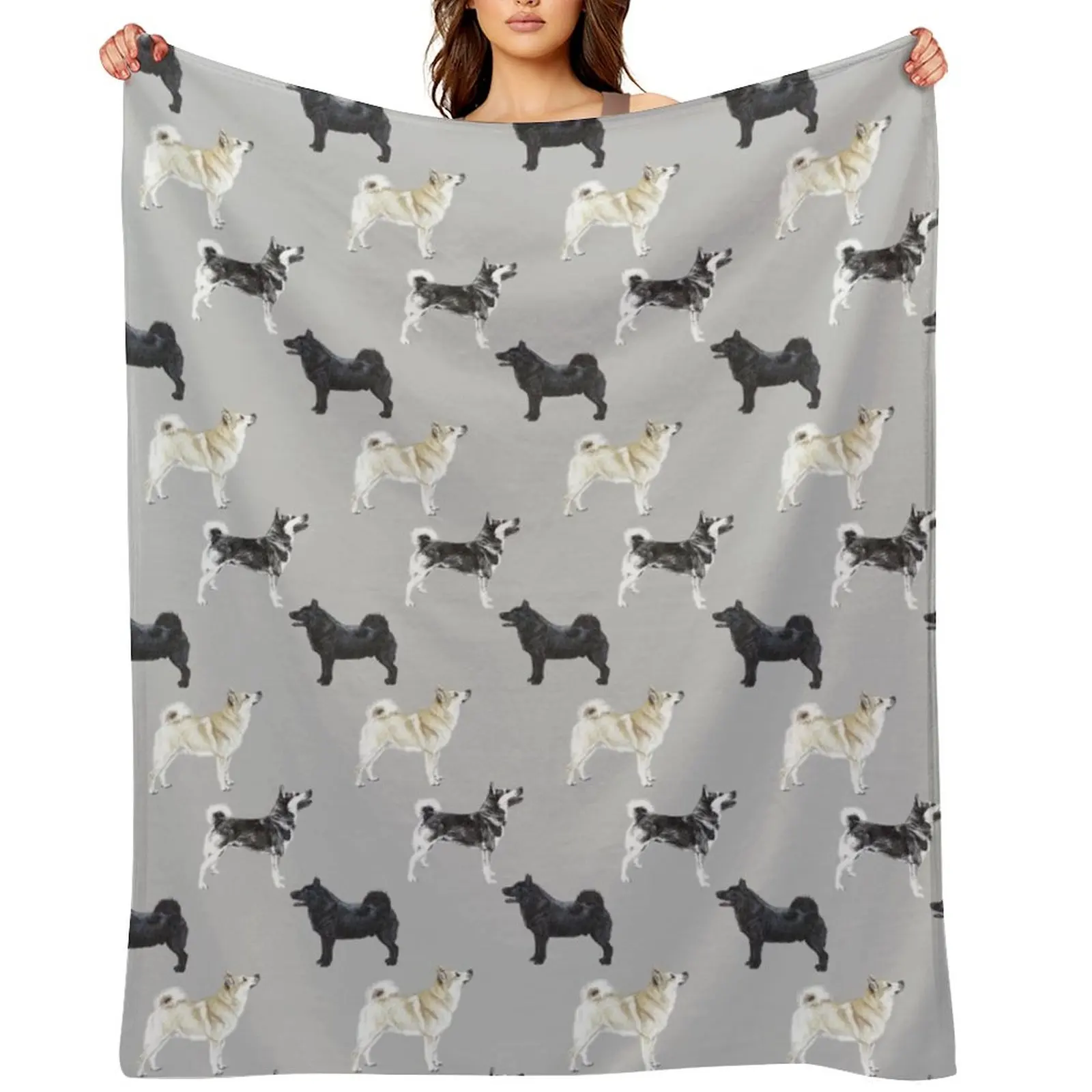 Norwegian Buhund Repeat Pattern Throw Blanket Stuffeds Decorative Sofa sofa bed Cute Soft Beds Hairy Blankets