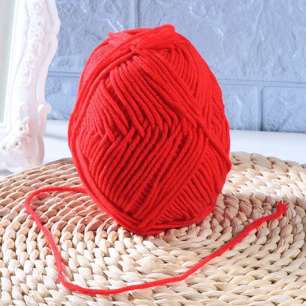 Red Milk Wool Yarn Cotton Chunky Hand Woven Crochet Knitting Wool Yarn Warm Yarn For Sweaters Hats Scarves DIY Making Craft Tool view 2