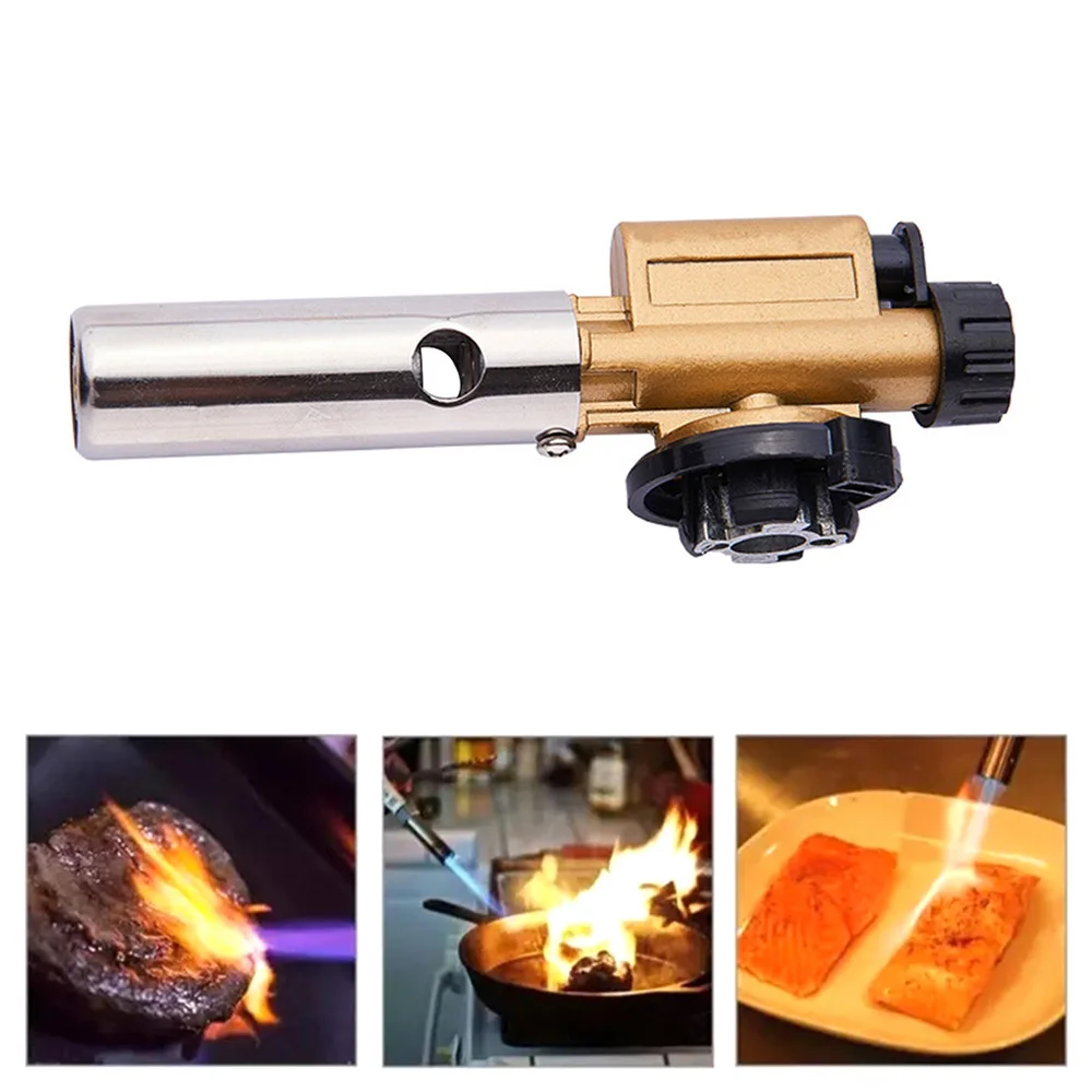 Powerful Flame Gun Metal Butane Auto Ignition Gun Solder Blazing Torch Gas Burner Durable Outdoor Barbecue Kitchen Baking Tools