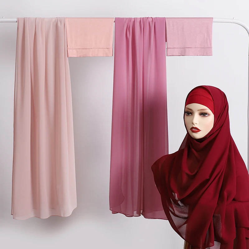 Premium Perfect matching color breathable undercap plain light weight chiffon modal hijab scarf