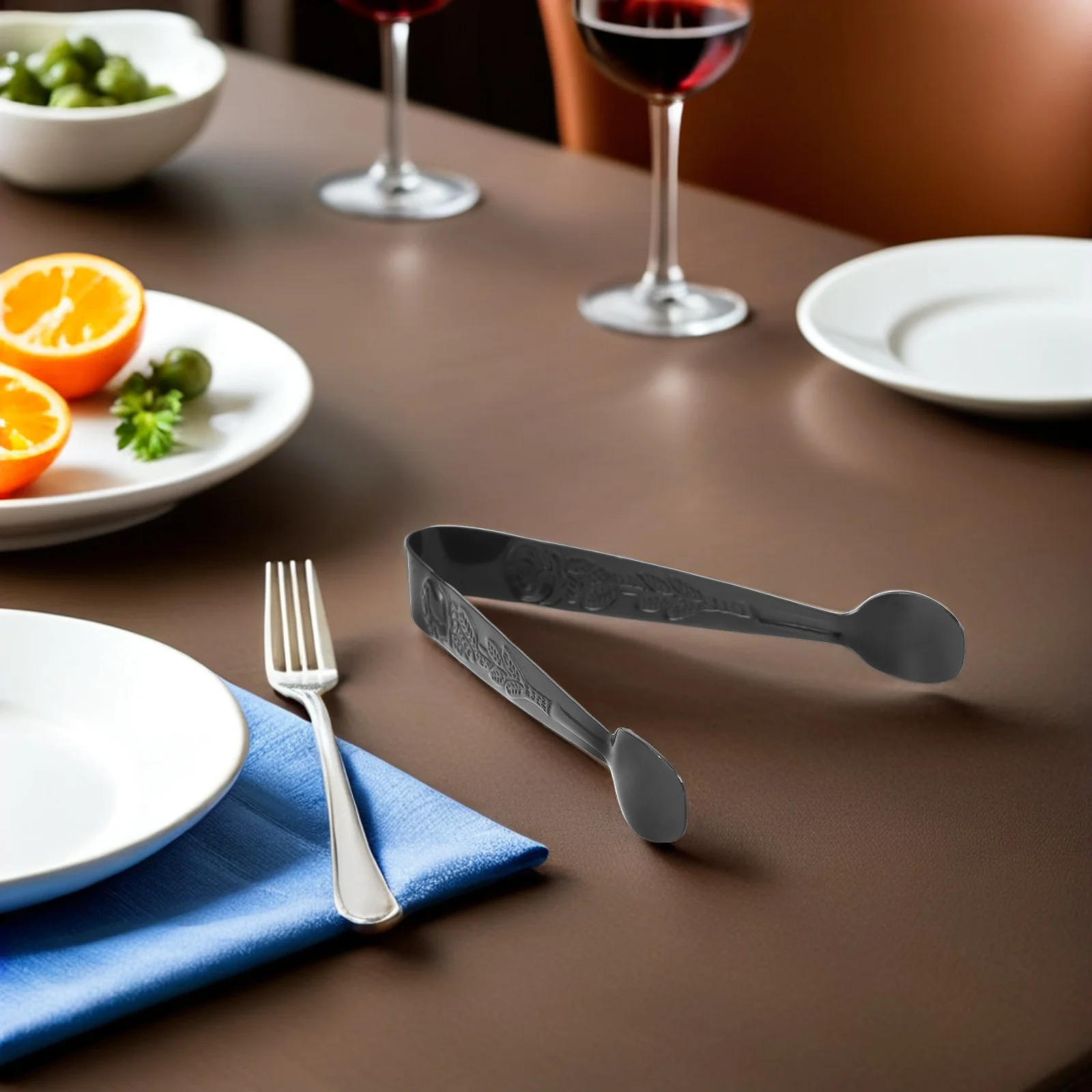 

4pcs Breakfast Cookie Tongs Black Stainless Steel Mini Serving Tongs For Biscuit Dunking Milk Pastry Snack Buffet Coffee Station