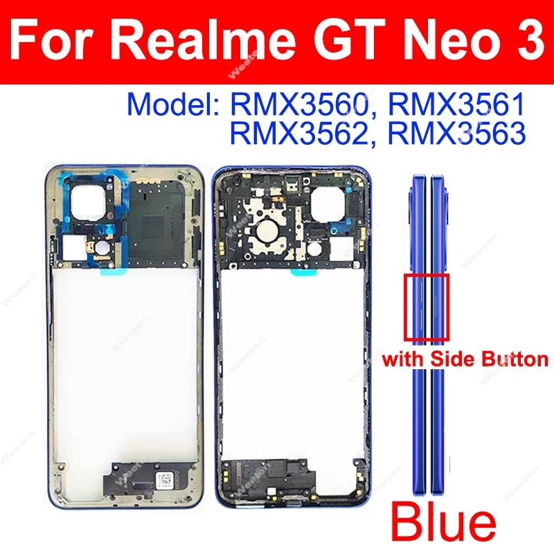 Middenframe Behuizing Voor Realme GT Neo 3 Neo 2 2T GT NEO Flash 5G Middenframe Houder met Side Power Volume Knoppen Onderdelen