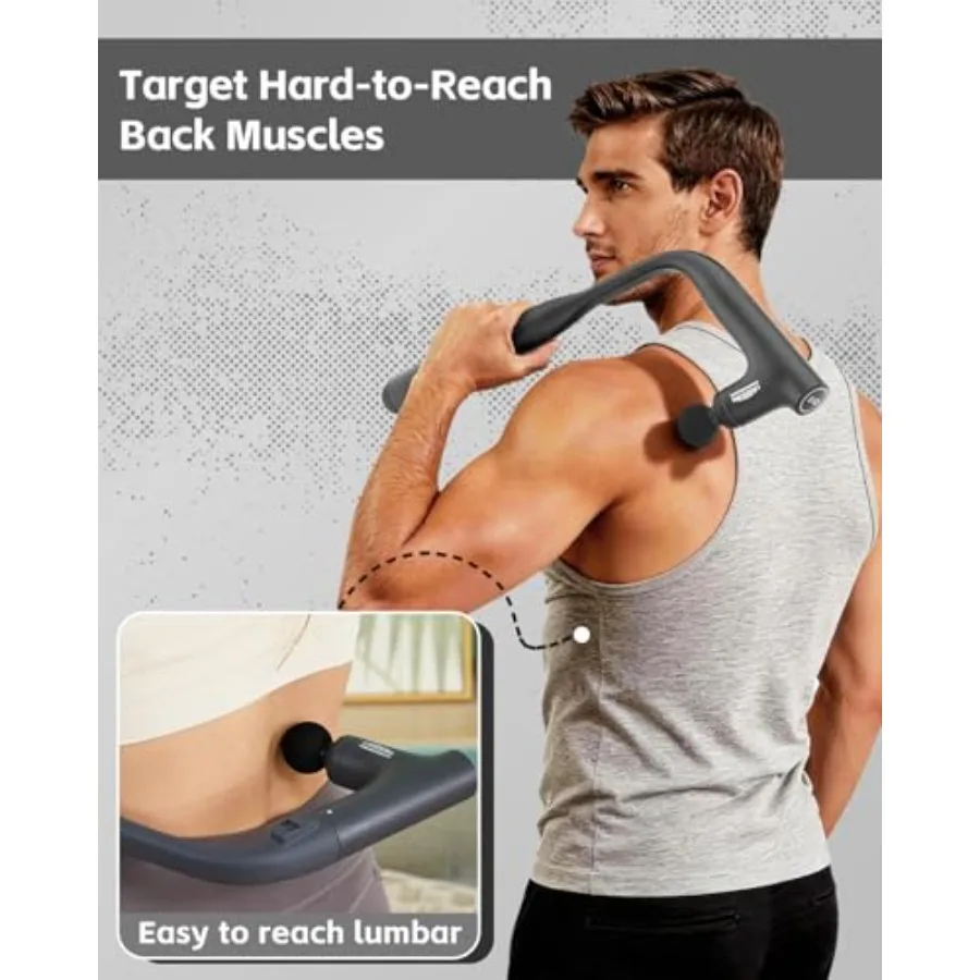 3-in-1 Massage Gun Deep Tissue Percussion Massager with Extended Handle for Back Pain Relief Portable for Gym/Office/Home FSA-H