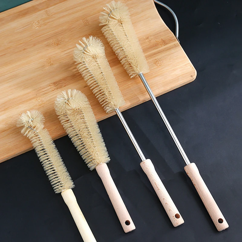 Cepillo para chupetes de bebé, cepillos de limpieza de biberones con mango largo de madera, limpiador de biberones de alimentación infantil, herramientas de limpieza del hogar de cocina