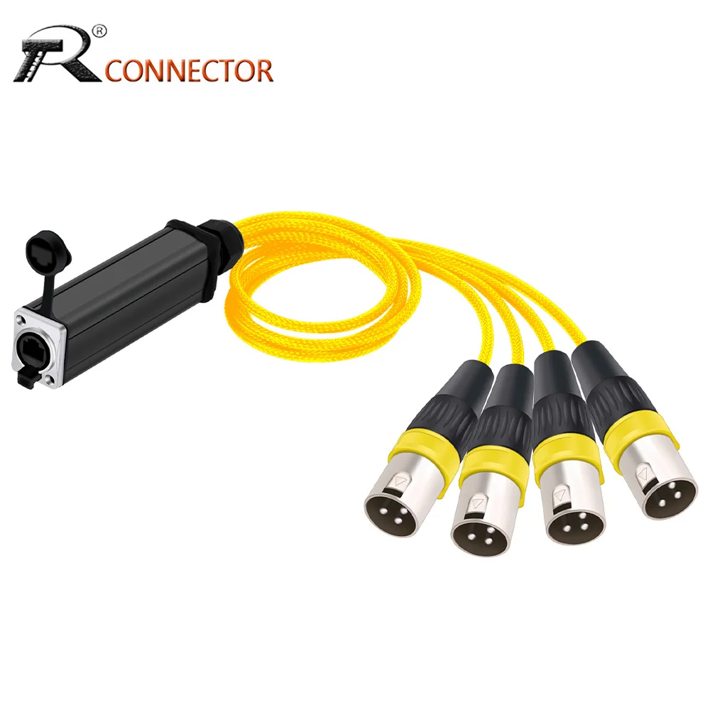 

4-канальный 3-контактный многосетевой приемник XLR к RJ45 CAT5, Сетевой удлинитель сигнала, кабель-разветвитель для студии сценической записи